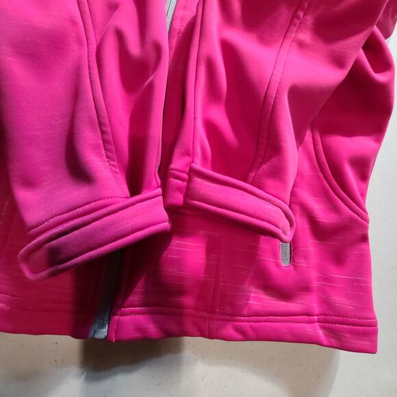 Reebok Bright Pink Hooded Fleece Lined Zip up Coat Jacket Girls L 14/16 2604 - Picture 12 of 14